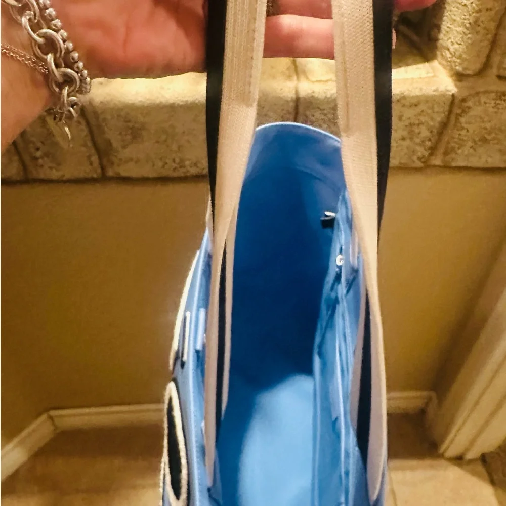 Kate Spade Light Blue Tote with Black and White Design- NWOT